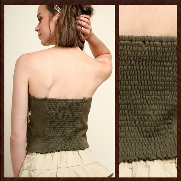BNWT Umgee bodice shirt in khaki green with removable straps - Picture 10 of 10